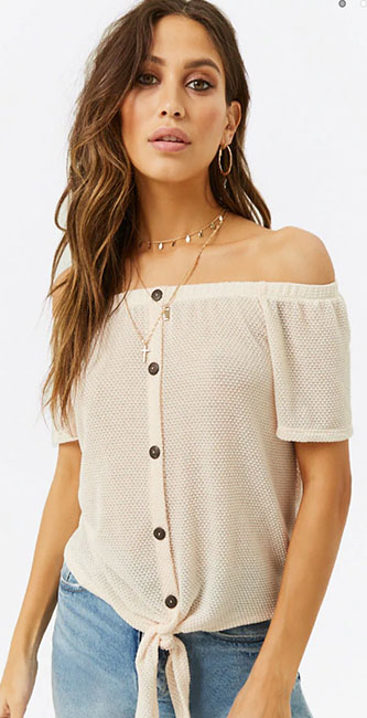 Waffle-Knit Off-the-Shoulder Top (Forever 21)