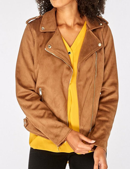 Tan Suedette Biker Jacket (Dorothy Perkins)