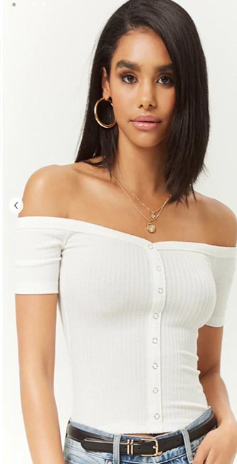 Ribbed Knit Off-the-Shoulder Top from Forever21