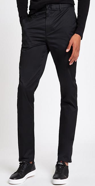 Black Slim Fit Chino Trousers from River Island