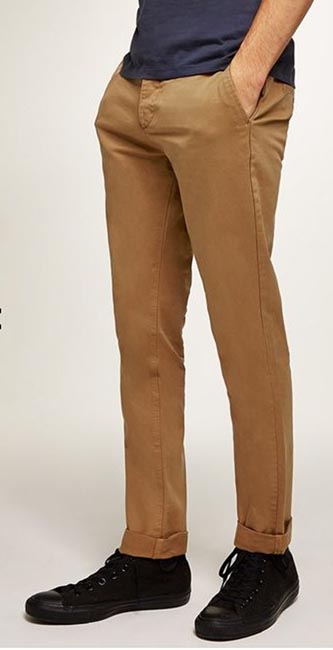 Men’s Mustard Stretch Slim Chinos from Topman