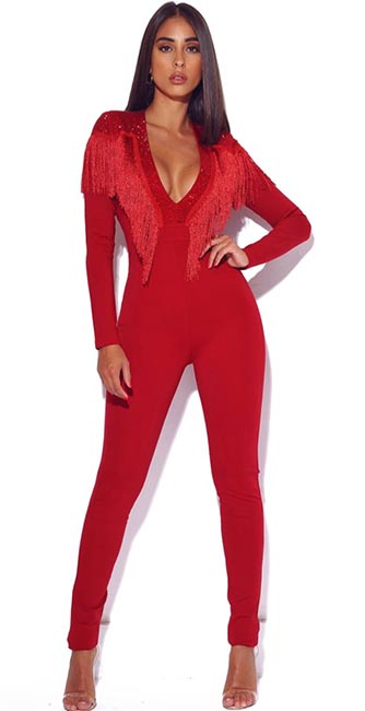 Siren Suit Crystal Fringe Jumpsuit from the Ashanti’s new collection