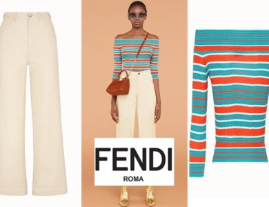 Beige trousers and pullover from Fendi