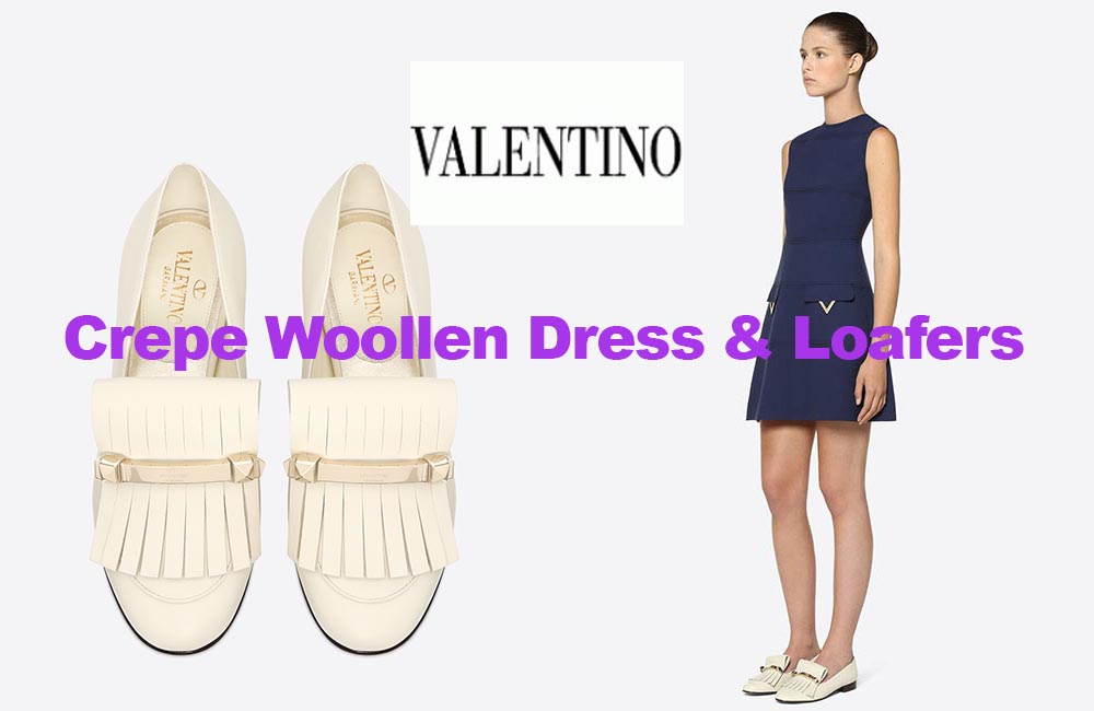 Latest fashion wool dress and loafers from Valentino