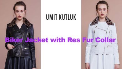 Leather biker jacket from designer Umit Kutluk