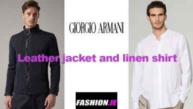 Leather jacket and shirt from Giorgio Armani