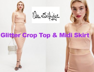 Latest fashion crop top and midi skirt from Miss Selfridge
