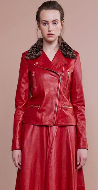 Red Leather Biker Jacket from designer Umit Kutluk