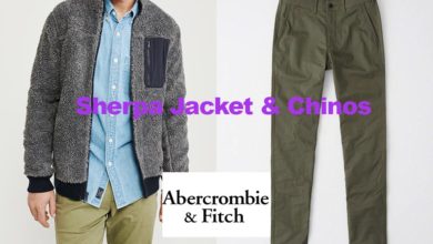 Sherpa jacket and chinos from Abercrombie & Fitch