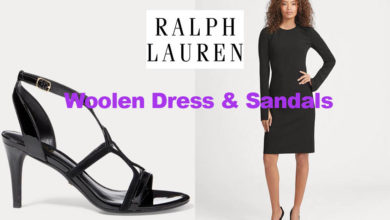 Stretch wool dress and sandals from Ralph Lauren