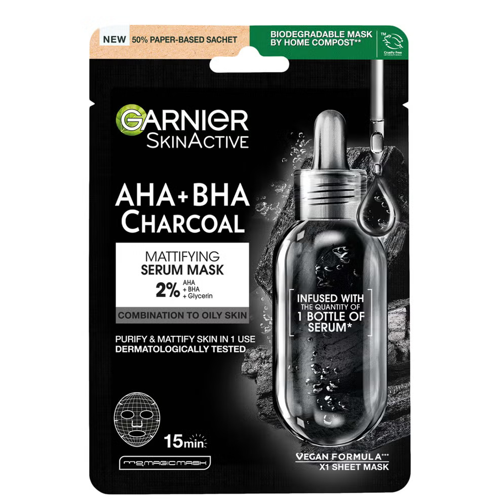 Garnier Charcoal and Algae Purifying and Hydrating Face Sheet Mask 28g
